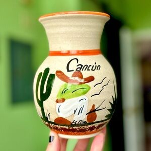 VTG Handmade + Painted Pottery Rustic Desert Planter Vase Art